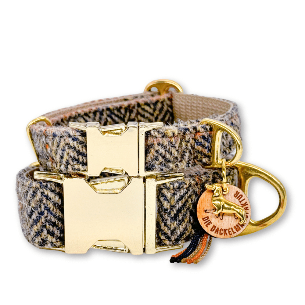 breite Halsbänder aus Harris Tweed für Hunde
